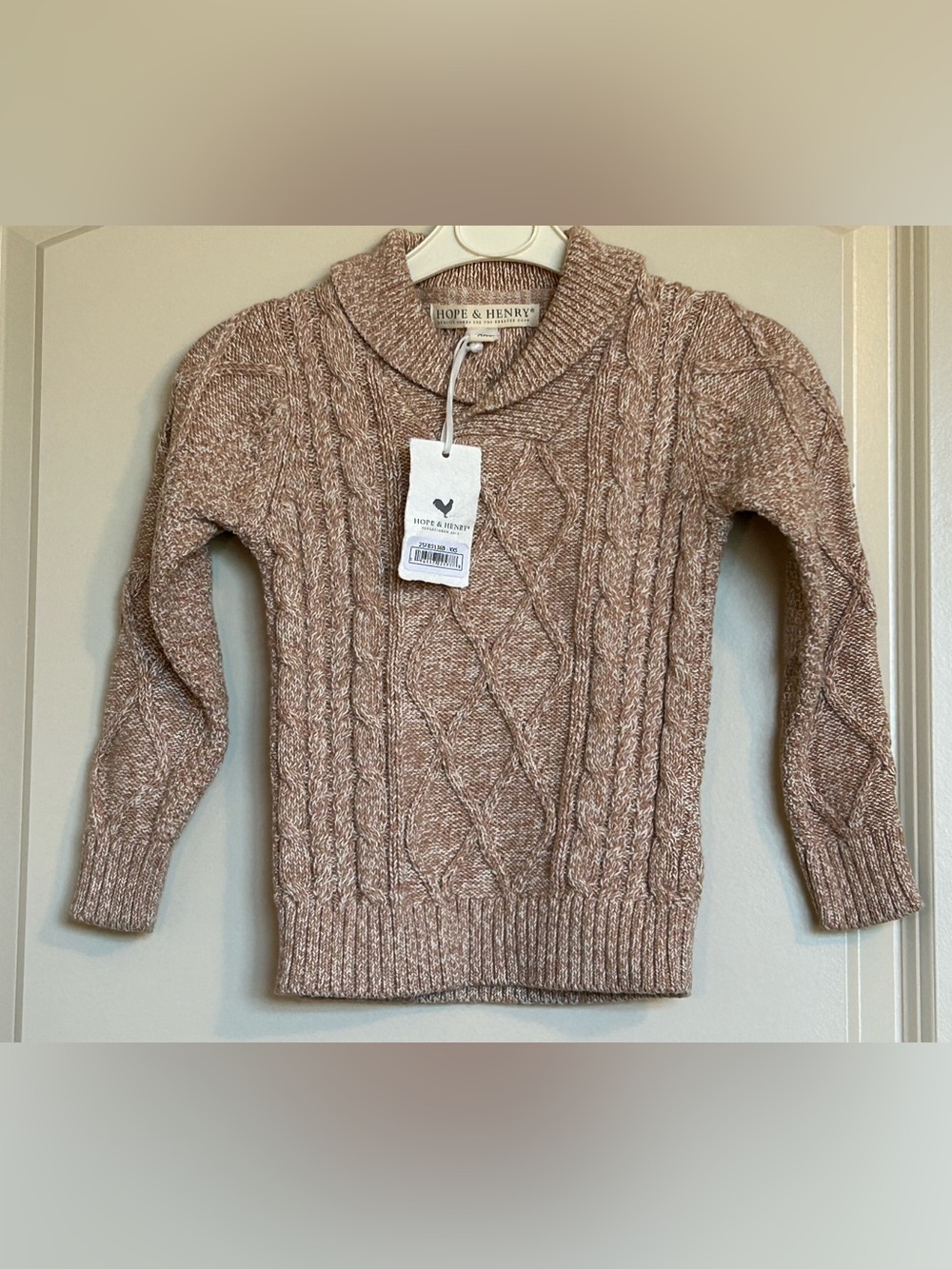 Sz2T Hope & Henry Long Sleeve Shawl Collar
Cable Sweater